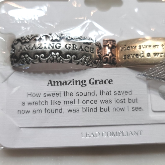 Tri-Tone Floral Scroll Amazing Grace Bracelet - Picture 5 of 6